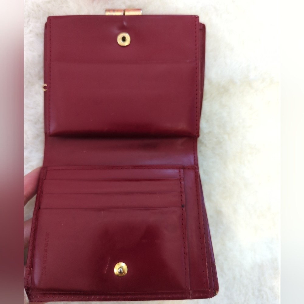 Burberry Authentic Leather Wallet Vintage Check Kisslock Bifold Gold Hardware - Picture 4 of 8